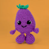 Knitty Critters - Fruit & Veg Heads I Aubergine Parmigiana | DIY Amigurumi Crochet Kit