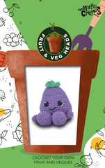 Knitty Critters - Fruit & Veg Heads I Aubergine Parmigiana | DIY Amigurumi Crochet Kit