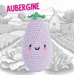 Knitty Critters - Pouch Pals I Aubergine | DIY Vegetable Amigurumi Crochet Kit