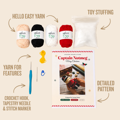 Hello Artisan Box Christmas Adorables - Captain Nutmeg | DIY Crochet Amigurumi Kit
