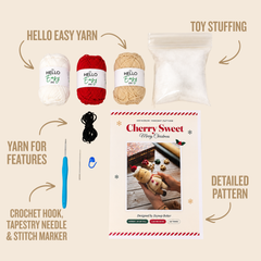 Hello Artisan Box Christmas Adorables - Cherry Sweet | DIY Crochet Amigurumi Kit