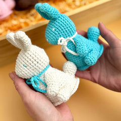 Knitty Critters - Easter - White/Blue Chocolate Bunny | DIY Amigurumi Crochet Kit