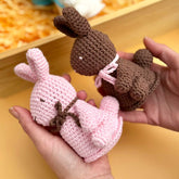 Knitty Critters - Easter - Pink/Brown Chocolate Bunny | DIY Amigurumi Crochet Kit