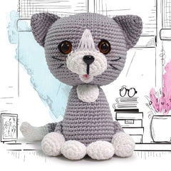 Knitty Critters - Cats & Dogs - Cleo Persian Cat | DIY Amigurumi Crochet Kit