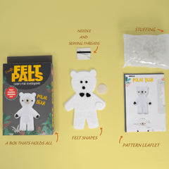 Felt Sewing Kit - Create Your Own Polar Bear Felt Pal | Cozy Craft Project for Kids & Beginners