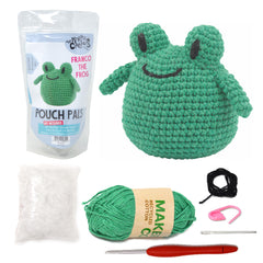 Knitty Critters - Pouch Pals II - Franco The Frog | DIY Amigurumi Crochet Kit