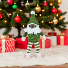 Knitty Critters - Velvet Christmas - Green Gnome | DIY Amigurumi Crochet Kit