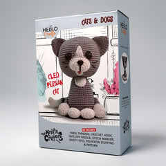 Knitty Critters - Cats & Dogs - Cleo Persian Cat | DIY Amigurumi Crochet Kit