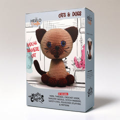 Knitty Critters - Cats & Dogs - Mocha Siamese Cat | DIY Amigurumi Crochet Kit