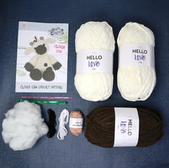 Knitty Critters - Main Collection - Clover Cow | DIY Amigurumi Crochet Kit