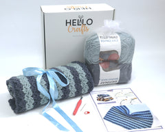 Hello Artisan Box - Cozy Throw Blanket - Midnight Tides - Crochet kit gift box