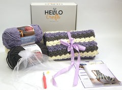 Hello Artisan Box - Cozy Throw Blanket - Lavender Hush - Crochet kit gift box