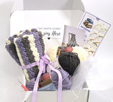 Hello Artisan Box - Cozy Throw Blanket - Lavender Hush - Crochet kit gift box