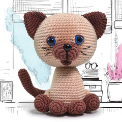 Knitty Critters - Cats & Dogs - Mocha Siamese Cat | DIY Amigurumi Crochet Kit