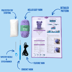 Knitty Critters - Pouch Pals V - Mabel Mouse | DIY Amigurumi Crochet Kit