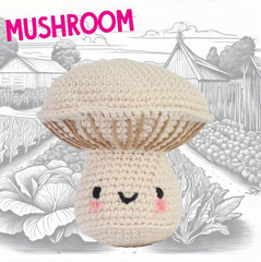 Knitty Critters - Pouch Pals I Mushroom | DIY Vegetable Amigurumi Crochet Kit