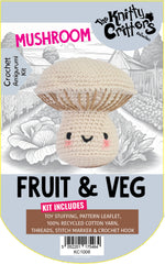 Knitty Critters - Pouch Pals I Mushroom | DIY Vegetable Amigurumi Crochet Kit