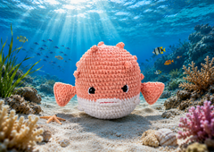 Knitty Critters - Sea Snuggles - Percy Pufferfish | DIY Amigurumi Crochet Kit