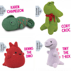 Pouch Pals Crochet Kit – Reptile & Dino Bundle
