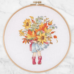 Cross Stitch Hoop Kit - Autumn Flowers