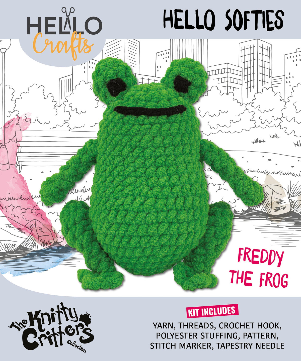 Knitty Critters - Hello Softies - Freddy The Frog | DIY Amigurumi Crochet Kit