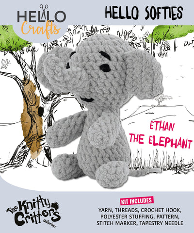 Knitty Critters - Hello Softies - Ethan The Elephant | DIY Amigurumi Crochet Kit