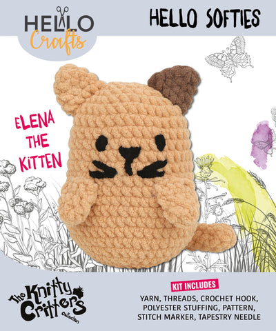 Knitty Critters - Hello Softies - Elena The Kitten | DIY Amigurumi Crochet Kit