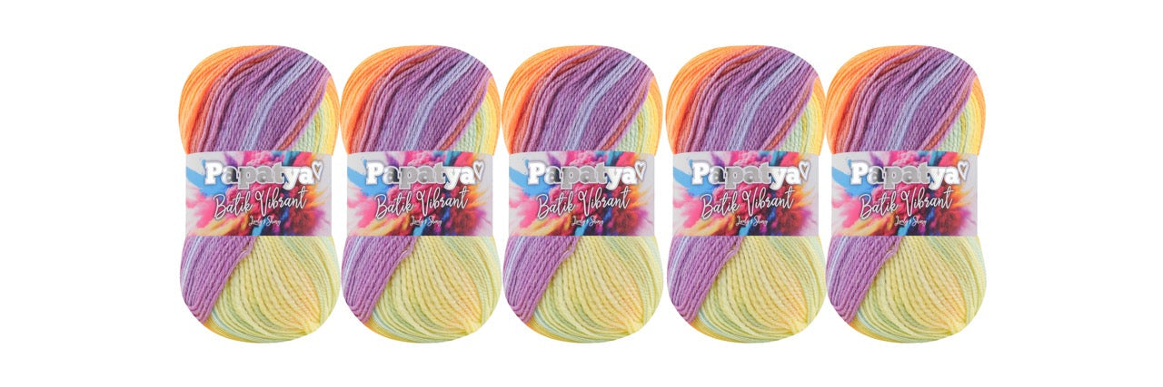 5 x 100g Papatya Batik Vibrant DK Yarn