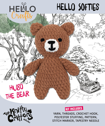 Knitty Critters - Hello Softies - Hugo The Bear | DIY Amigurumi Crochet Kit