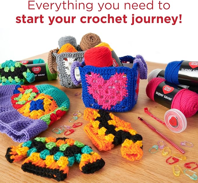 Red Heart Super Saver Super Yarn Crochet Kit with Accessories for Crochet & Amigurumi Projects