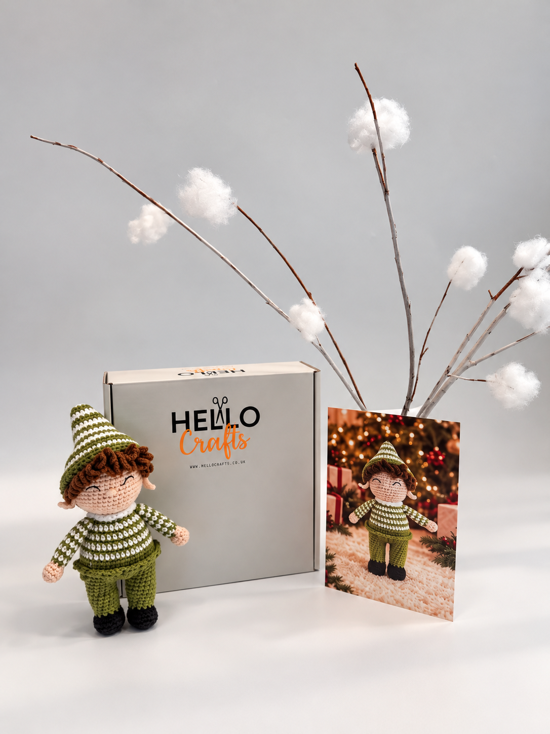Hello Artisan Box Christmas Adorables - Pip the Elf | DIY Crochet Amigurumi Kit
