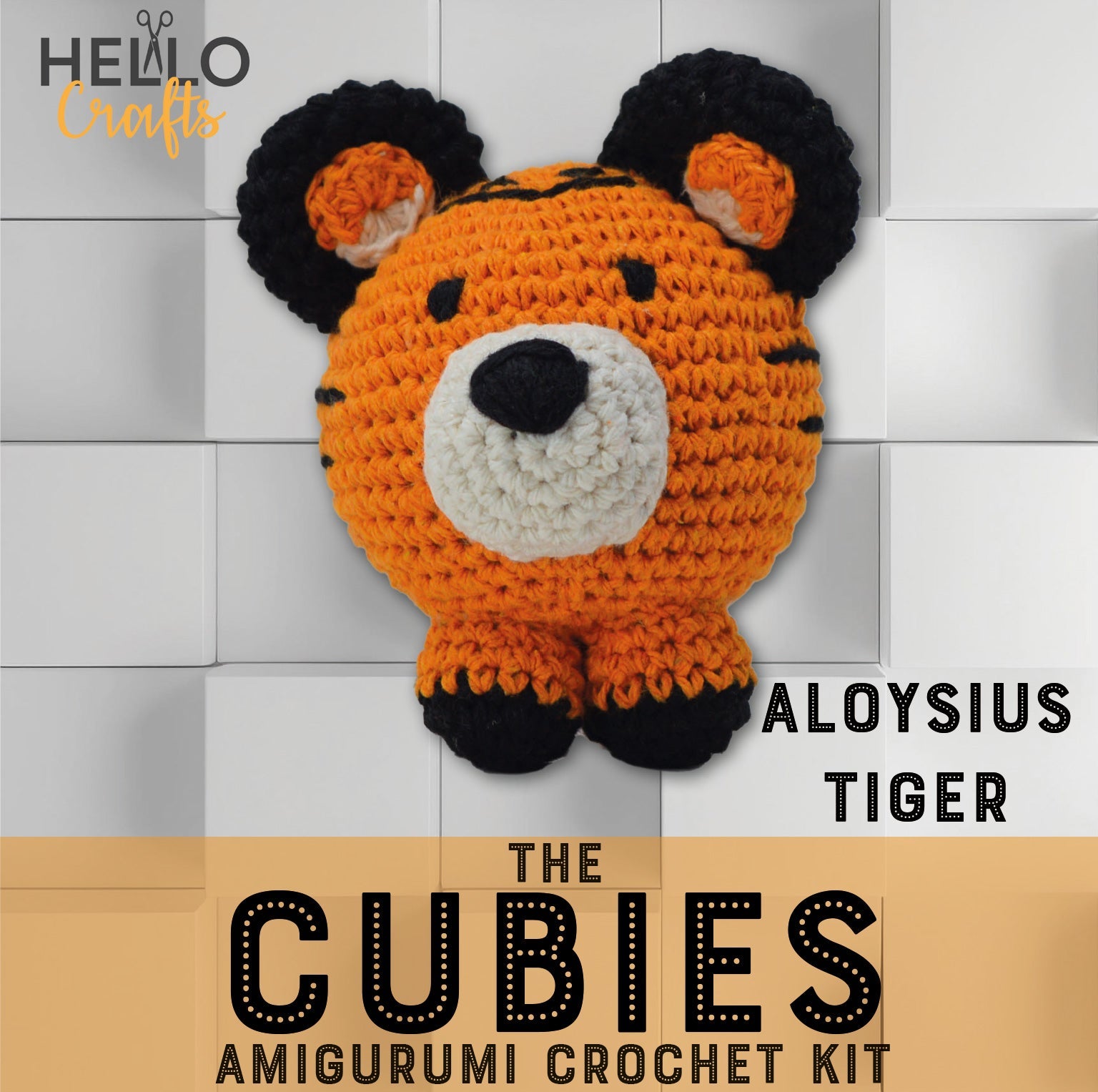 Knitty Critters -  Cubies - Aloysius Tiger | DIY Amigurumi Crochet Kit