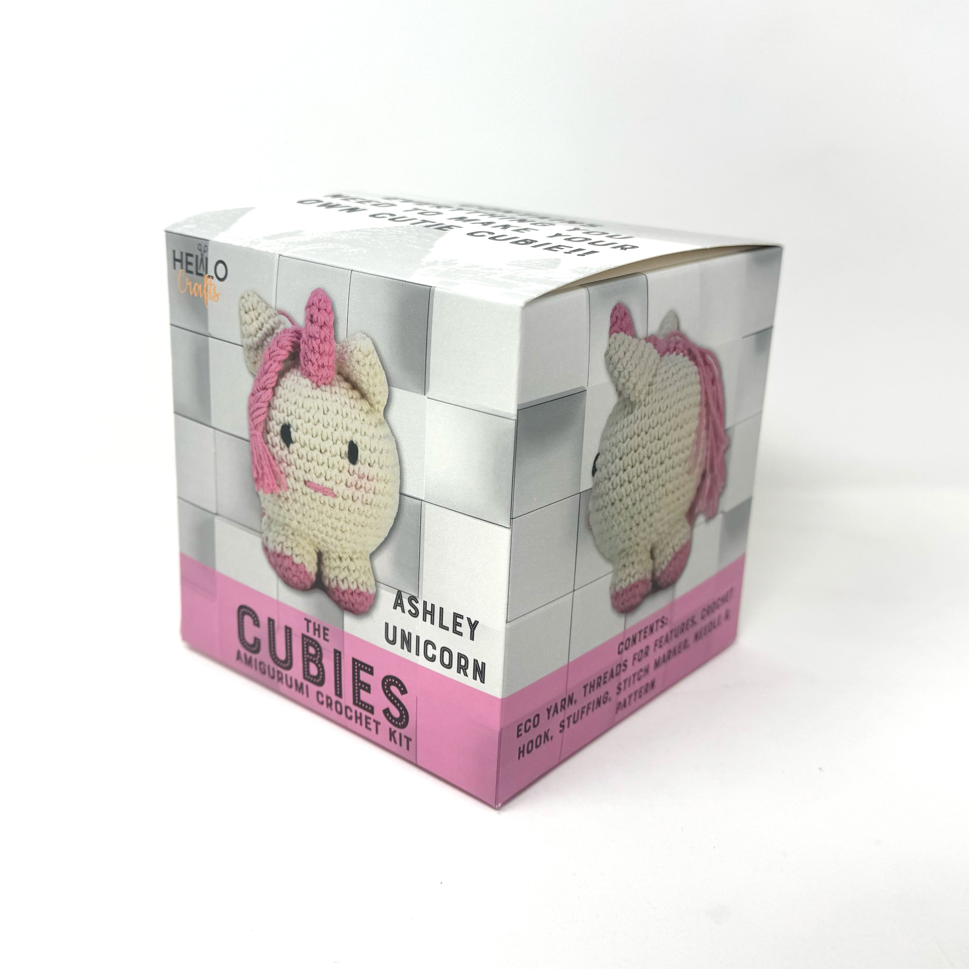 Knitty Critters - Cubies - Ashley Unicorn | DIY Amigurumi Crochet Kit