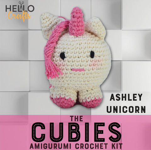 Knitty Critters - Cubies - Ashley Unicorn | DIY Amigurumi Crochet Kit