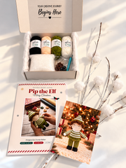 Hello Artisan Box Christmas Adorables - Pip the Elf | DIY Crochet Amigurumi Kit