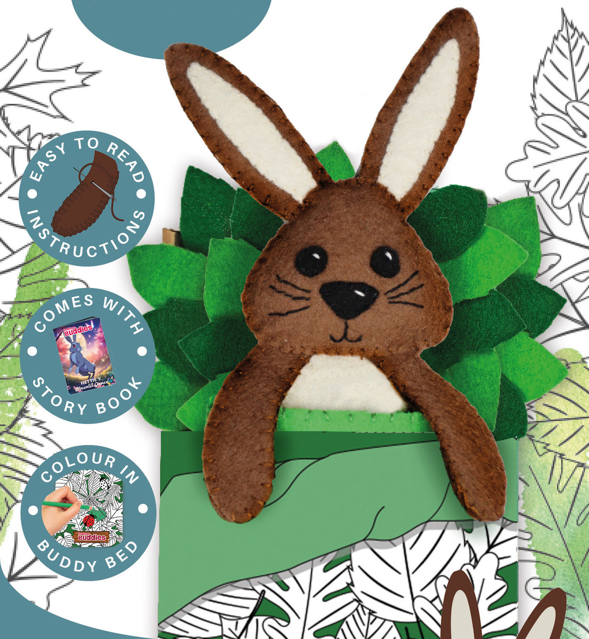 Bedtime Buddies Felt Sewing Kit - Create Hettie the Hare | Adorable Craft for Kids & Beginners