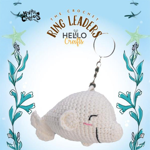 Knitty Critters – Sea Creatures – Beluga Whale | DIY Amigurumi Crochet Keyring Kit