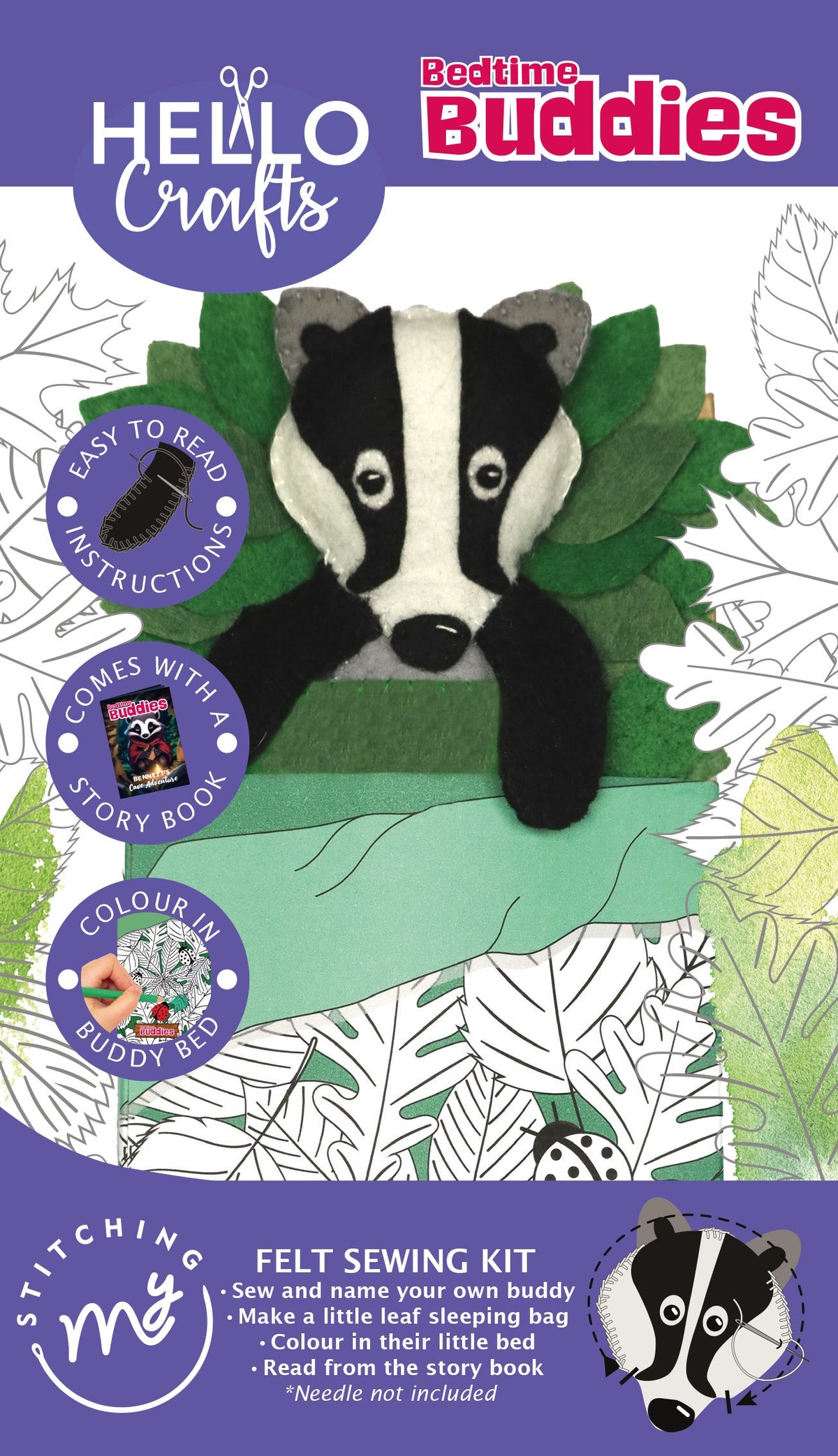 Bedtime Buddies Felt Sewing Kit – Create Bennett the Badger | Easy Craft for Kids & Beginners