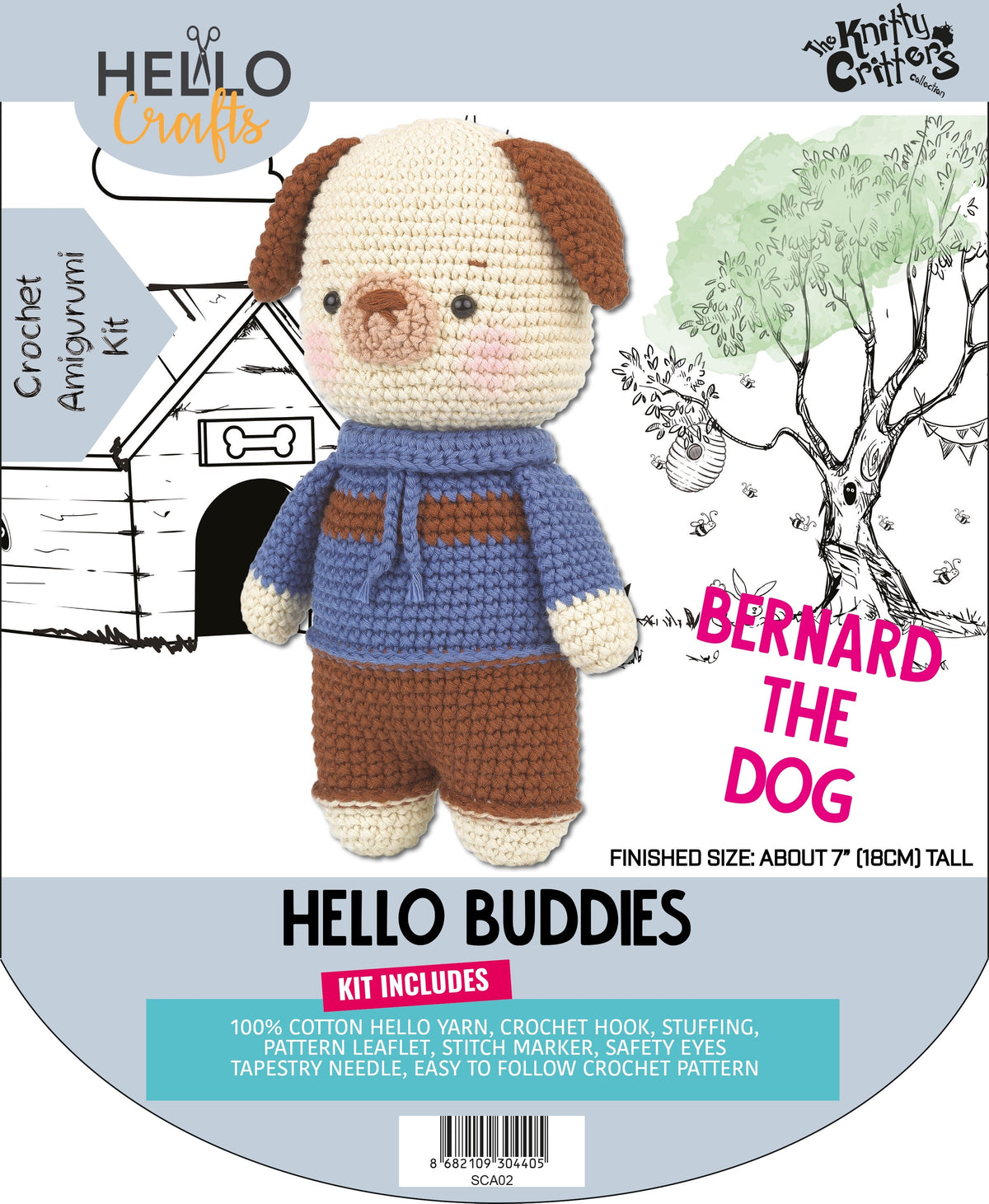 Knitty Critters - Hello Buddies - Bernard The Dog | DIY Amigurumi Crochet Kit