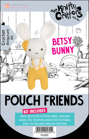 Knitty Critters - Pouch Friends - Betsy Bunny | DIY Amigurumi Crochet Kit