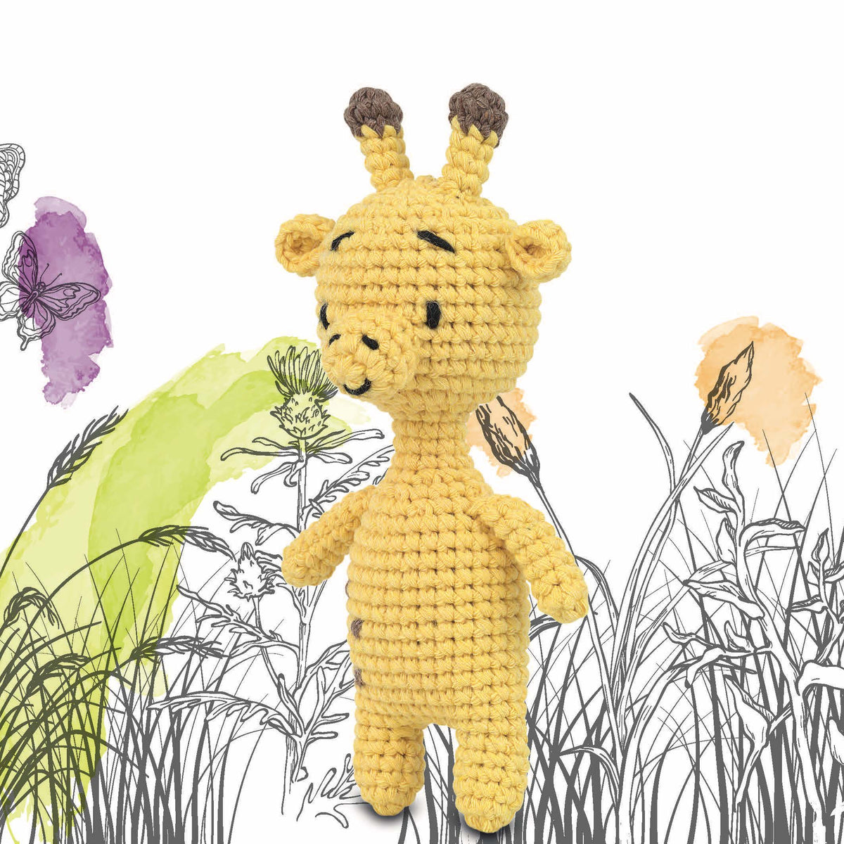 Knitty Critters - Pouch Pals I Bridget The Giraffe | DIY Amigurumi Crochet Kit