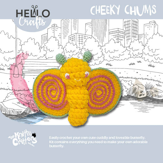 Knitty Critters - Cheeky Chums - Butterfly | DIY Amigurumi Crochet Kit