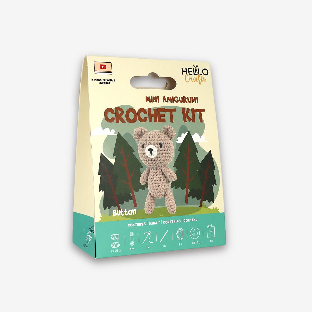 Knitty Critters - Mini Amigurumi - Button | DIY Crochet Kit