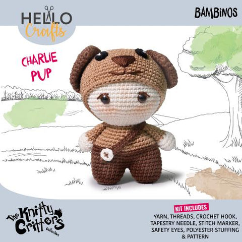 Knitty Critters - Bambinos - Charlie Pup | DIY Amigurumi Crochet Kit