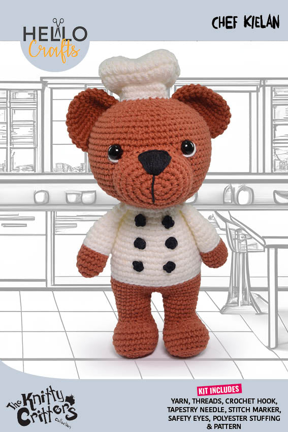 Knitty Critters Bears Chef Kielan | DIY Amigurumi Crochet Kit