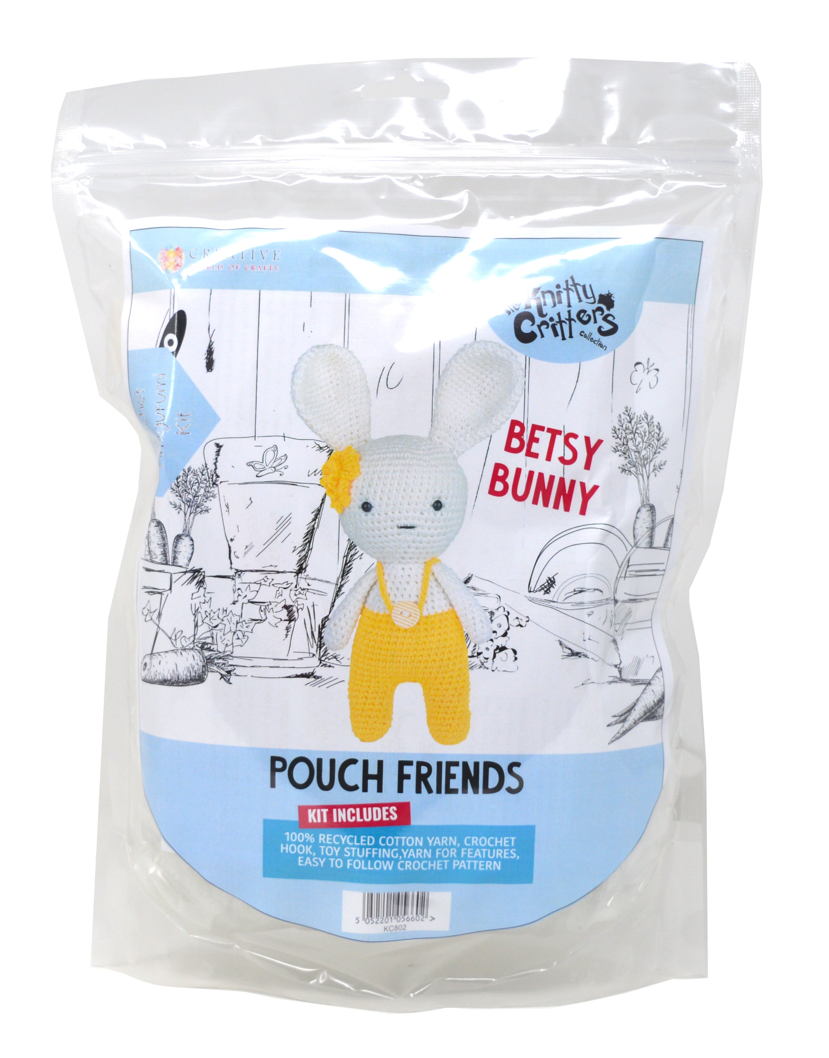 Knitty Critters - Pouch Friends - Betsy Bunny | DIY Amigurumi Crochet Kit