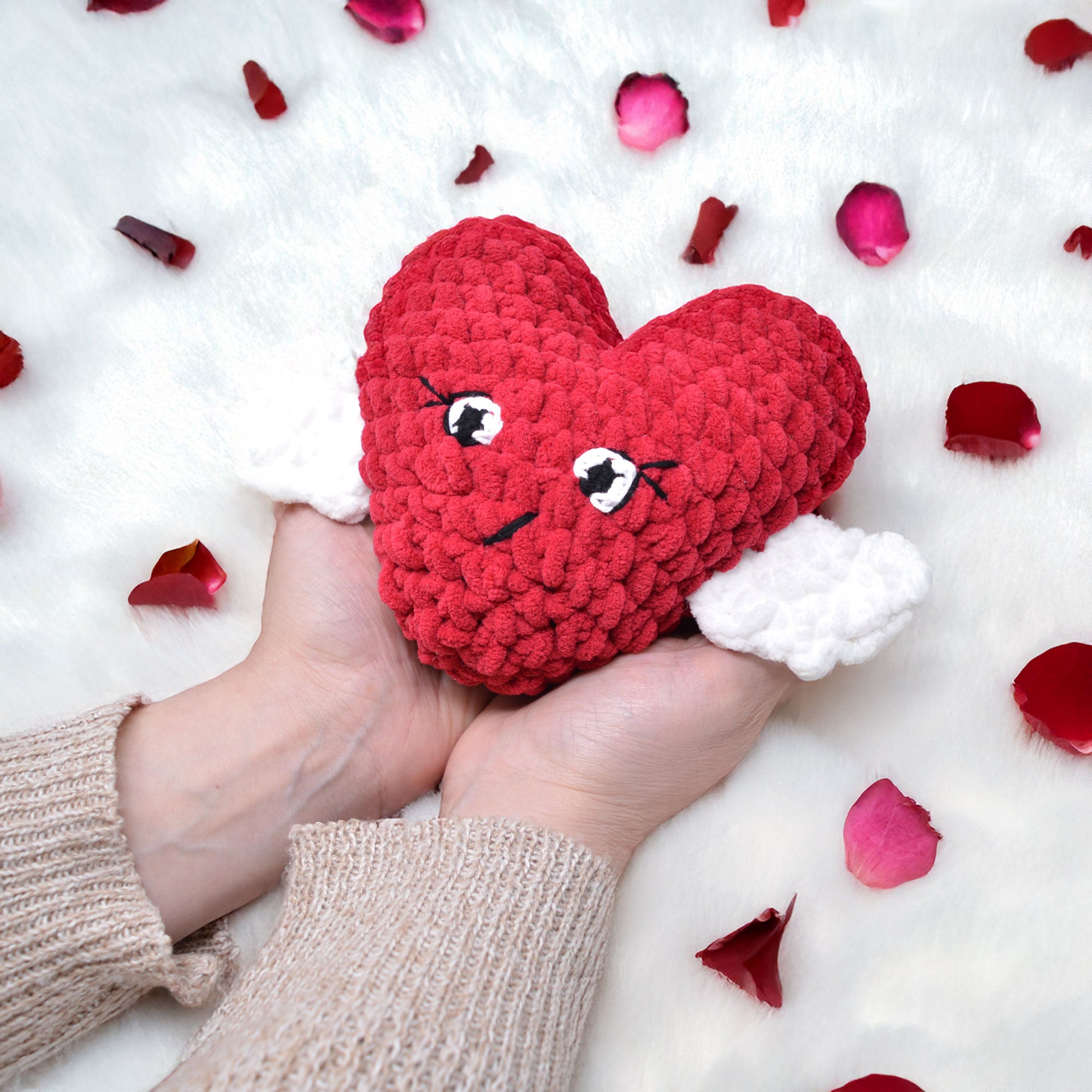 Knitty Critters - Lovies - Red/Pink Heart | DIY Amigurumi Crochet Kit