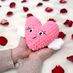 Knitty Critters - Lovies - Red/Pink Heart | DIY Amigurumi Crochet Kit