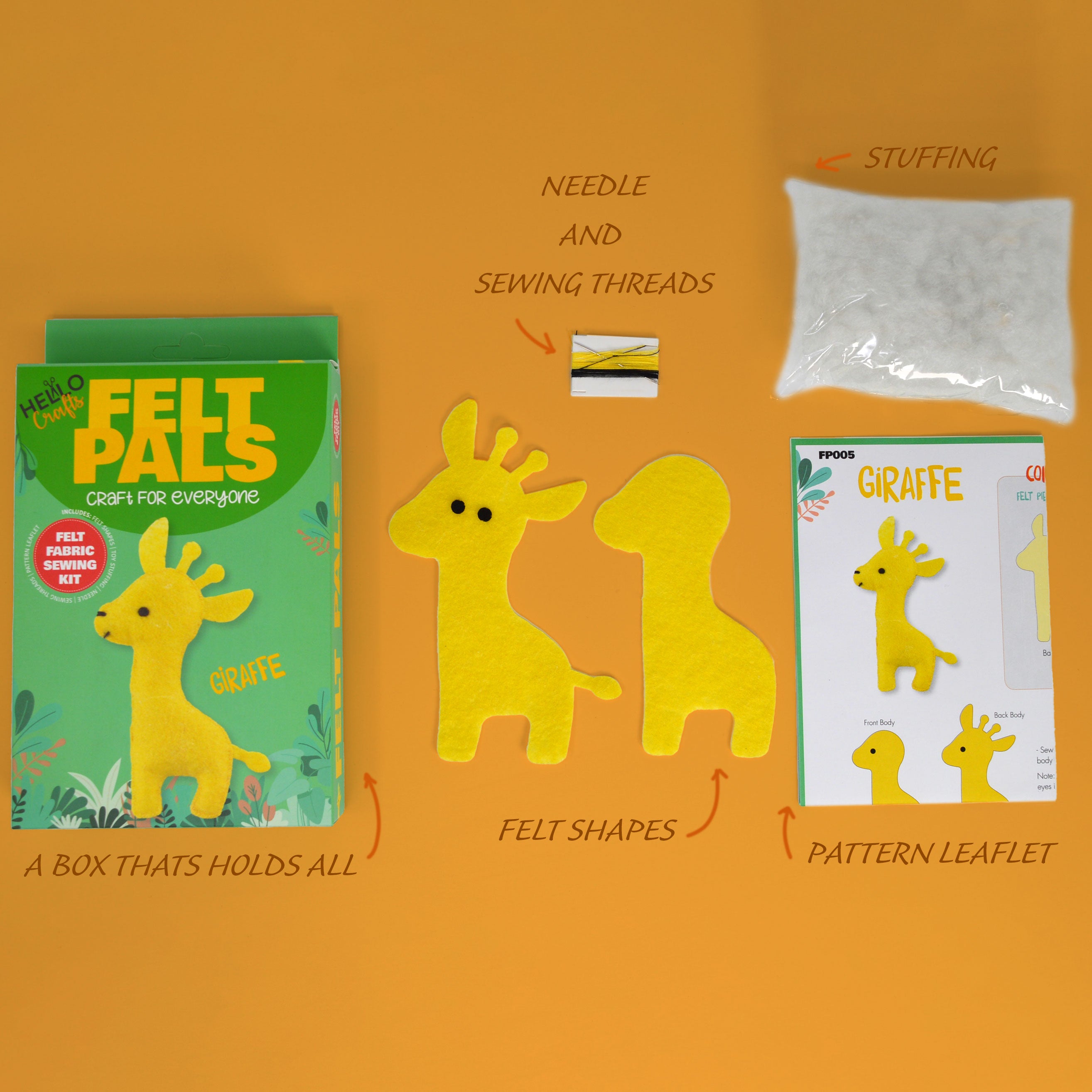 Felt Sewing Kit - Create Your Own Giraffe Felt Pal | Exciting Craft for Kids & Beginners