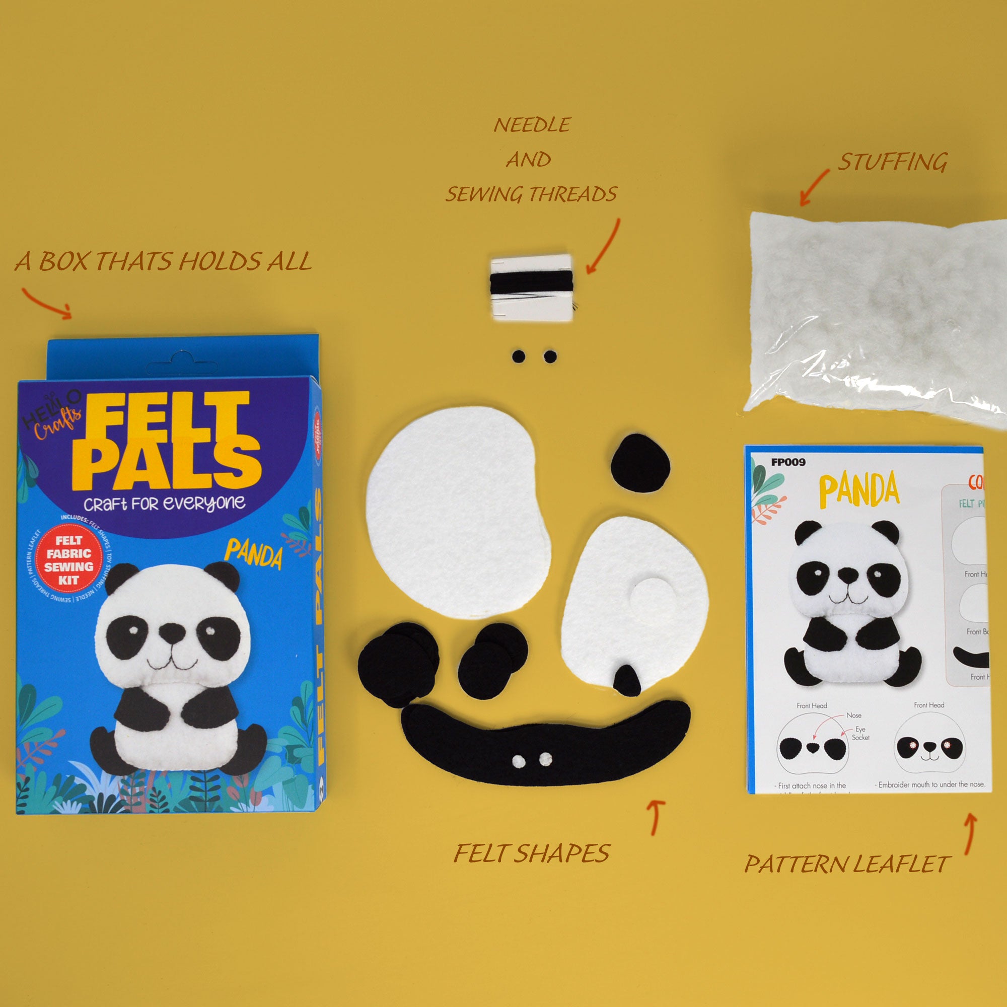 Felt Sewing Kit - Create Your Own Panda Felt Pal | Adorable Craft for Kids & Beginners